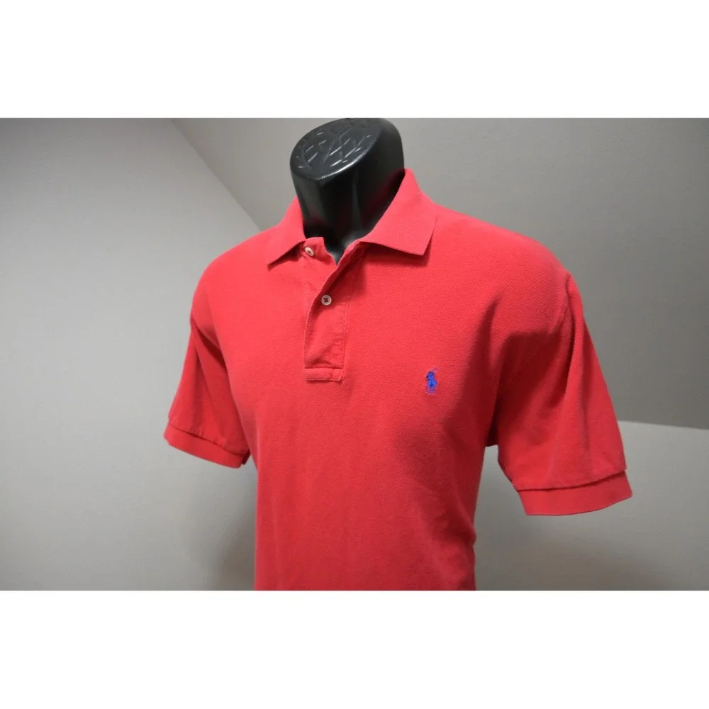 Polo‎ Ralph Lauren Polo Shirt Mens Medium Red Short Sleeve Cotton Pique Good
